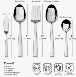 Ensemble de couverts traditionnels de luxe en acier inoxydable plaqué, couteau, fourchette et ustensiles de service à prix avantageux - Product Image 6