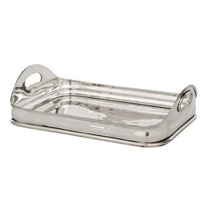 Elegante Bandeja de Servicio de Metal Pulido con Bordes Perforados y Patas de Garra para Uso Residencial - Product Image 3