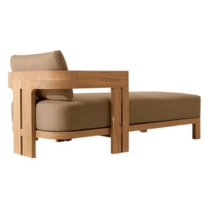 Hot Sale The Plaza Luxury Modern Minimalist Teak Outdoor Daybed <b>Sofa</b> Natural Finish Thick Armrest Cushion Lounge Chair - Product Image 3