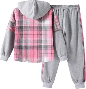 Ensemble sweat à capuche et pantalon pour enfants, confortable, en molleton de coton, survêtement décontracté pour garçons et filles - Product Image 2