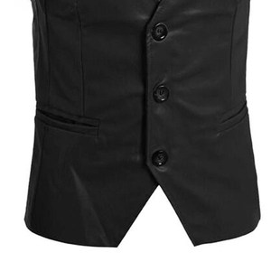 New Design Casual High Quality Breathable Winter Canvas <b>Leather</b> <b>Vest</b> With V-neck Single Button Closure <b>Leather</b> <b>Vest</b> Waistcoats - Product Image 4