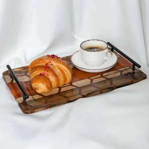 Decorative Wooden And <b>Resin</b> Tray With Unique Epoxy Design For Dining Table Centerpiece And Home Decor - Product Image 6