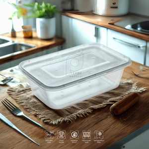 กล่องพลาสติกใส่อาหารกลางวันแบบใช้แล้วทิ้งทรงสี่เหลี่ยมผืนผ้าภาชนะใส่อาหารพร้อมฝาปิดผู้ผลิตใส - Product Image 2