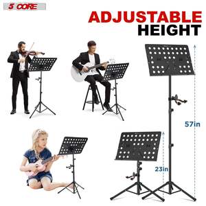 Atril de Música Plegable y Ajustable con Clip para Guitarra, Violín, Violonchelo y Piano, Color Negro D0100HXJA46 MUS FLD HD ACC - Product Image 2