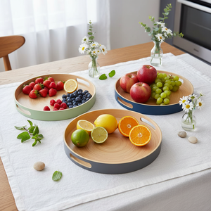 Bandeja de Servir de Bambú Hilado con Logotipo Personalizado, Bandeja Ecológica de Bambú Hilado con Asas para Cocina, Comedor y Servicio de Alimentos - Product Image 6