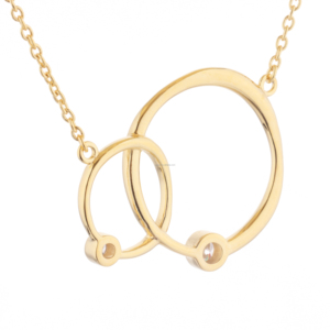 Collier pendentif cercle en argent sterling 925 Collier plaqué or Bijoux Chaîne pour femme - Product Image 3