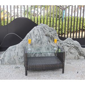 Outdoor Patio Furniture <b>Clear</b> Tempered Glass Coffee <b>Table</b> - Product Image 6