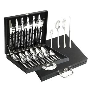 Ensemble de couverts en acier inoxydable de qualité supérieure, collection de luxe dans un élégant coffret en bois pour hôtel, mariage, restaurant - Product Image 1