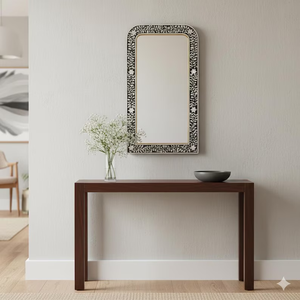 Espejo de Pared con Incrustaciones de Hueso Hecho a Mano, Espejo Decorativo de Pared con Incrustaciones de Hueso - Product Image 1