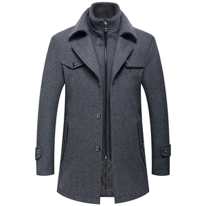 Gabardina Larga Clásica de Alta Calidad para Hombre, Otoño/Invierno, Abrigo de Cuero con Cuello en V, Tejido de Lona Transpirable - Product Image 5