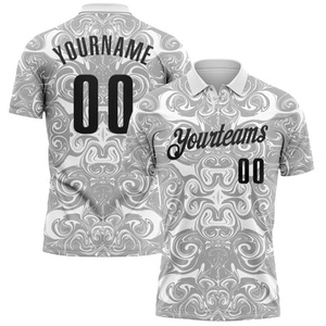 Wholesale Direct OMMIZ INDUSTRY Custom White Black-Steel Gray 3D <b>Bowling</b> Abstract Liquid Performance Polo Shirt - Product Image 5