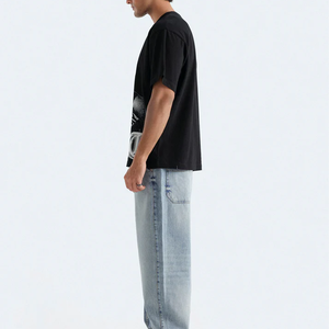90s Retro Streetwear Graphic Drop Shoulder Tee - Brutalist <b>Geometric</b> Print Oversized Cotton T-<b>Shirt</b> - Product Image 3