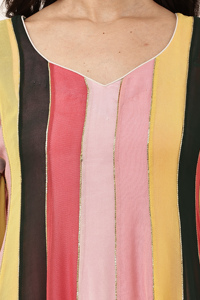 Vestido tradicional para mujer con cuello corazón, tejido multicolor, churidar con trabajo Gotta en todo el cuerpo con GGT. Dupatt - Product Image 5
