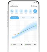 Application de suivi du développement de l'enfant pour les étapes importantes, la croissance, les activités, les progrès d'apprentissage, les documents médicaux et les informations pour les parents.