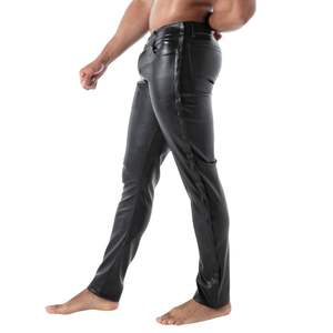Pantalon en cuir formel Kinky Chippendale pour homme, coupe slim, taille élastique, noir, imperméable, éco-responsable, style fetish, sexy - Product Image 4
