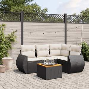 Conjunto de Sofás de Jardín en Negro y Blanco Crema para Muebles de Patio - Product Image 1