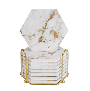 Sous-verre décoratif hexagonal en marbre pour table, idéal pour le thé et le café – Meilleur design en marbre - Product Image 1