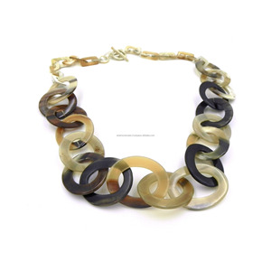 Natural Black Eco-Friendly Polished Round Buffalo Horn Antique Imitation Art & Collectible Statement Necklace - Product Image 1
