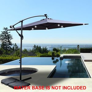 Ombrellone Solare Quadrato da Esterno 2.5x2.5M con Luci LED, Impermeabile, 8 Stecche, con Manovella, per Uso Commerciale - Product Image 1