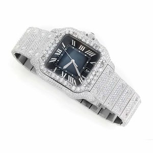 Reloj de Cuarzo de Acero Inoxidable con Diseño Premium de Lujo Hip Hop, con Incrustaciones de Moissanita, Correa de 20mm y Esfera de Cristal - Product Image 3