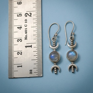 Artistic <b>Rainbow</b> Moonstone Gemstone 925 Sterling Silver Trendy <b>Drop</b> Dangle Earrings for Party & Wedding - Product Image 3