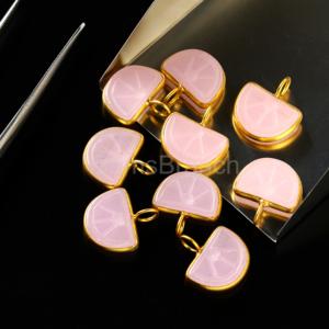 Pink Chalcedony Orange Fruit Carved Gemstone <b>Charm</b> Pendant 14x10MM Gold Vermeil Healing Crystal Jewelry Chalcedony Pendant Bulk - Product Image 1