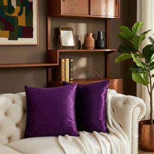 Modern Velvet Solid Body Decorative Throw Pillow <b>Covers</b> 18x18 Inch PVC Filled 2 Pack for Couch <b>Sofa</b> Bed - Product Image 2