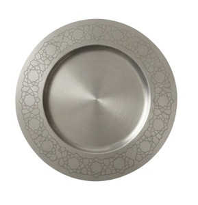 Assiette de service en acier inoxydable avec bordure gravée argentée pour mariage, restauration et restaurants - Product Image 4