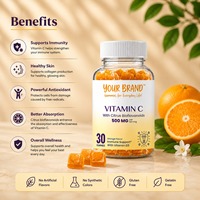 Gummies à la saveur d'orange à la vitamine C en marque privée OEM, riches en antioxydants pour soutenir l'immunité, sans gluten, sans OGM, sans gélatine, doux