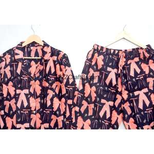 Ensemble de pyjama pour demoiselles d'honneur en coton 100% doux, respirant, à séchage rapide, imprimé floral, manches longues, taille élastique, longueur intégrale, style indien - Product Image 6