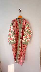 Cotton V-neck with Long Sleeve Quick Dry Beautiful Print Kimono All Season Wear Printed Cotton Kimono Robe Women Long Beachwear - Product Image 3