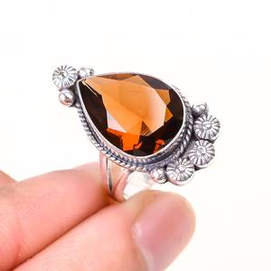 Anillo de Plata con Gema de Cuarzo Champán, Plata de Ley 925, Joyería Hecha a Mano, Regalo para Mujeres y Niñas - Product Image 6