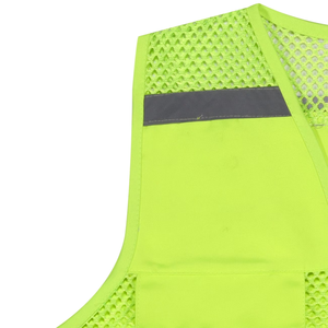 Chaleco de Seguridad de Alta Visibilidad de Malla Amarilla Fluorescente de Poliéster de Calidad Premium con Bolsillos con Cremallera, Reflectante, Antiestático y Transpirable - Product Image 5