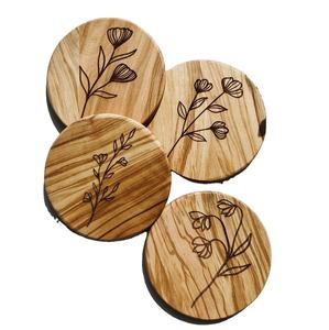 Sous-verre rond en bois écologique à motif floral découpé au laser pour le thé, le café, la table, pour la maison, la cuisine, à utiliser sur les tables - Product Image 3