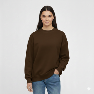 Ladies Oversized Printed Knitted Sweatshirt Autumn Winter Warm Crewneck Soft <b>Brushed</b> Fabric Long Sleeve Relaxed Fit - Product Image 1