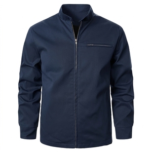 Chaqueta de Hombre con Cierre y Cuello Alto, Color Sólido, Estilo Casual para Otoño, Material Poliéster, Corte Regular - Product Image 3