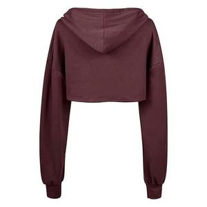 Sweat-shirt à capuche court en coton pour femme, haut à capuche vierge, personnalisable avec logo, fournisseur de vêtements OEM ODM, vente en gros, prix abordable, lavable, grandes tailles - Product Image 4