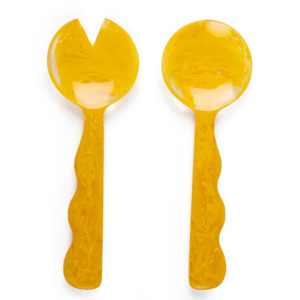 Ensemble de cuillères de service de luxe en résine orange, cuillères fourchues à long manche, finition miroir, durables, écologiques, design moderne pour les fêtes - Product Image 6