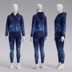 Ensemble sweat à capuche et leggings imprimés All Stars, tenue de danse à manches longues avec fermeture éclair, veste et leggings d'échauffement pour entraînement et cheerleading - Product Image 2