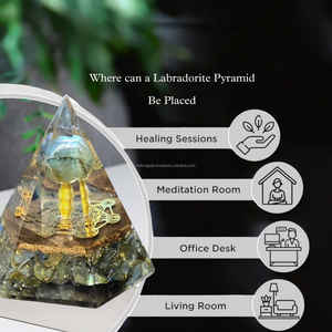 พีระมิดหินลาบราดอไรต์ทรงหกเหลี่ยมรูปทรงกลมเกรดพรีเมี่ยมอัญมณีป้องกันสำหรับทำสมาธิใหม่ - Product Image 4