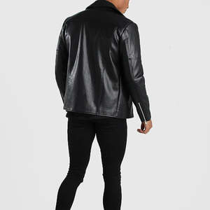 Veste en cuir véritable pour homme, style motard, nouvelle conception OEM, motif uni, fermeture éclair, respirante, pour l'hiver. - Product Image 6