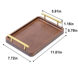 Bandeja de Servir de Madera de Lujo con Asas de Metal, Bandeja Decorativa para Café, Té y Desayuno para el Hogar, Hoteles y Hostelería - Product Image 3