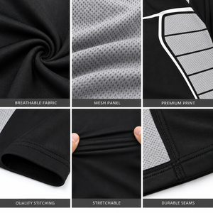 Men's Black Geometric Print <b>Sport</b> <b>Set</b> Quick Dry Breathable Crew Neck Short Sleeve Spandex Polyester Shorts & Top - Product Image 6