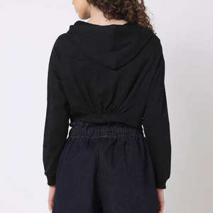 Sweat-shirt à capuche noir pour femme, coupe classique, 100 % polyester polaire, imprimé personnalisé, respirant, décontracté, automne-hiver - Product Image 3