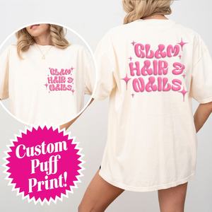 Camiseta personalizada de gran tamaño con estampado en relieve, camiseta con estampado abombado personalizado, camisetas extragrandes con relieve, regalo personalizado con tu texto. - Product Image 1