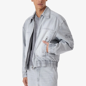 Chaqueta Bomber de Mezclilla con Lavado Ácido para Hombre al por Mayor, Chaquetas Cargo Casuales con Cremallera Oversize, Estilo Aviador, Logotipo Personalizado, Atuendos Vintage Streetwear - Product Image 5