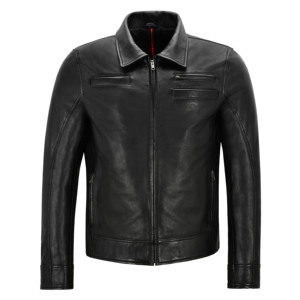 Chaqueta de Cuero Personalizada 100% Genuina de Cuero Napa Negro, Inspirada en la Película LOOPER, Chaqueta de Cuero Suave Estilo Rockstar Retro para Hombre - Product Image 1