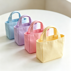 Custom Factory Supply Color Cute Mini Canvas <b>Bag</b> Bulk Accessory Storage Retail Boutique Kids Party Gift Handheld Small <b>Cloth</b> <b>Bag</b> - Product Image 3