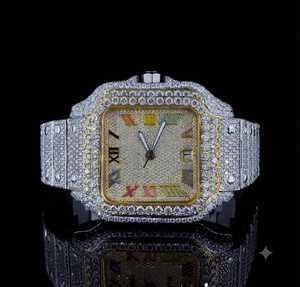 Luxury Men's Diamond Rectangle <b>Watch</b> Stainless Steel <b>Case</b> 38mm Analog Quartz Movement Folding Clasp Sapphire Crystal <b>Watch</b> - Product Image 1