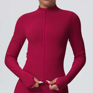 HYPEN SPORTS <b>Workout</b> Yoga <b>Jacket</b> Lightweight Zip Long Sleeve Crew Neck Athletic Slim Fit Tops Spandex/Nylon Breathable - Product Image 5